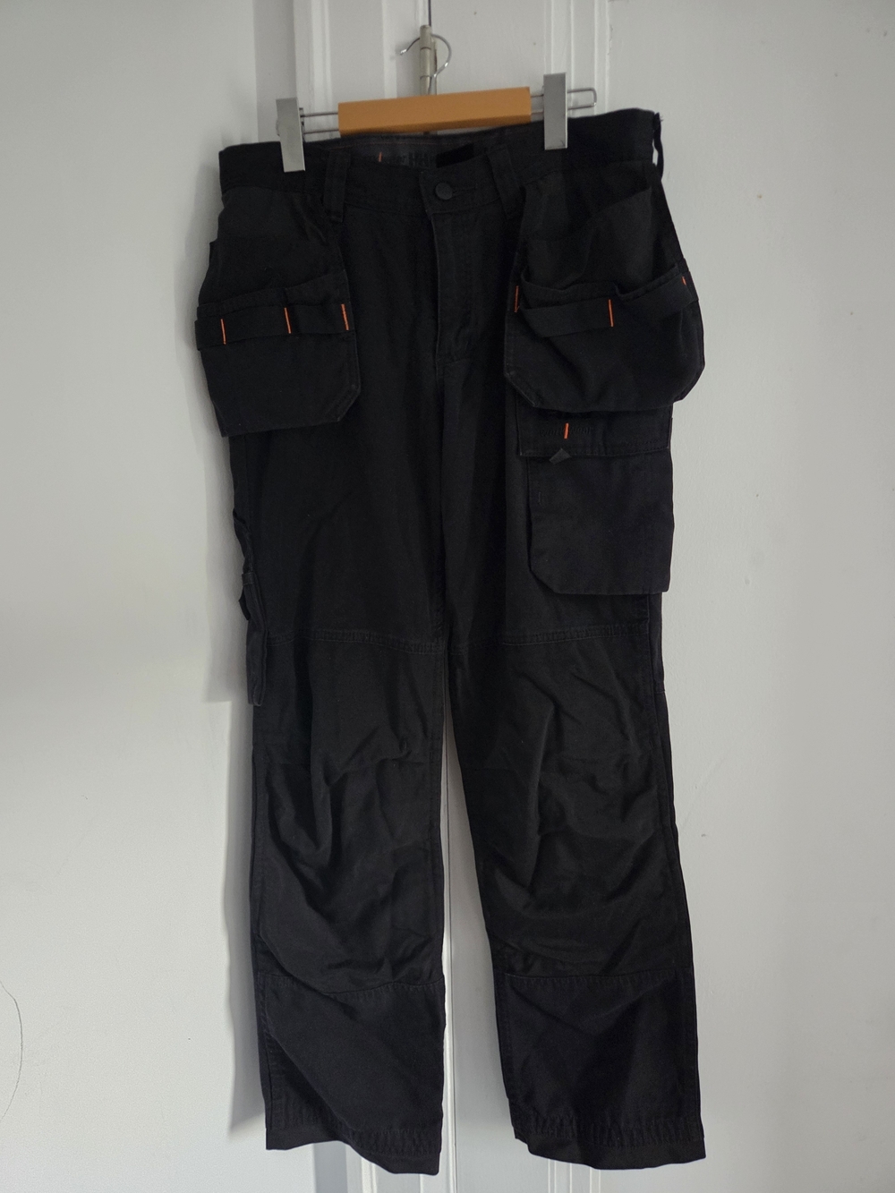 HELLY HANSON Black Cargo Pants with Orange Stitch Detailing